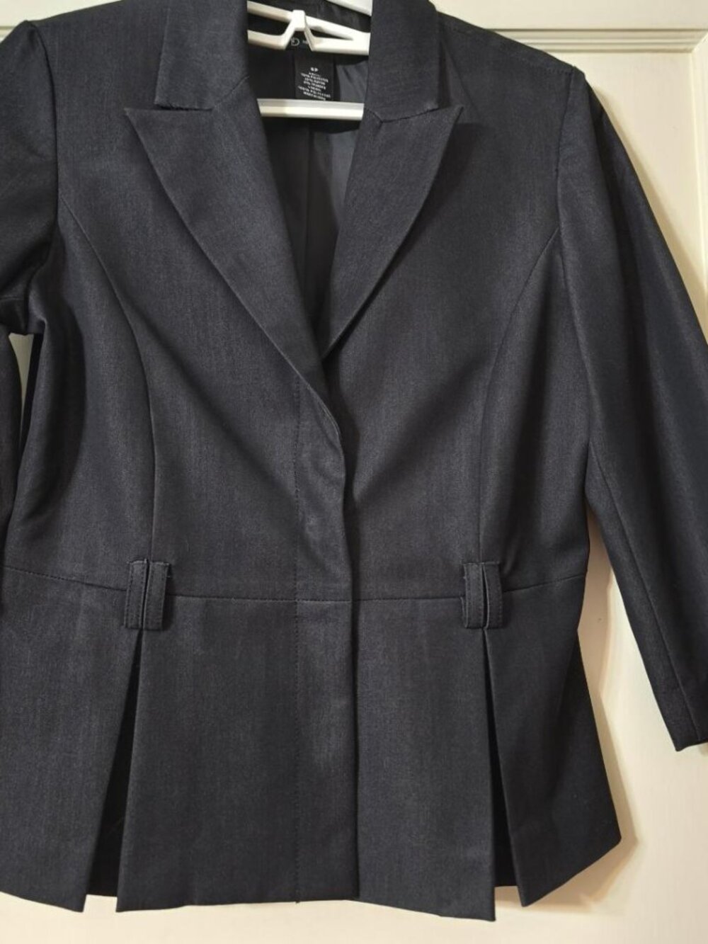 6P New Directions Blazer Jacket Top Black w Snap Front Closure Peplum Silhouette